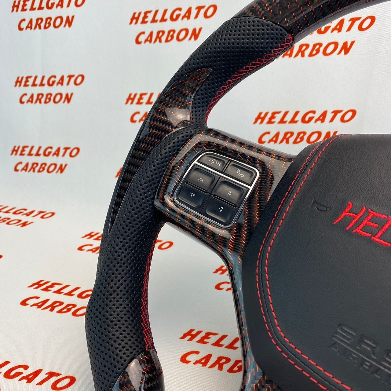 2014 Dodge RAM Custom Red Reflective Carbon Fiber Steering Wheel | OEM Flat Bottom | LED Shift Lights | HellRAM Edition - Image 7