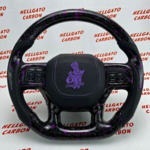 2019+ RAM 2500 6.7L Cummins Custom Purple Forged Carbon Fiber Steering Wheel | OEM Flat Bottom | Heated