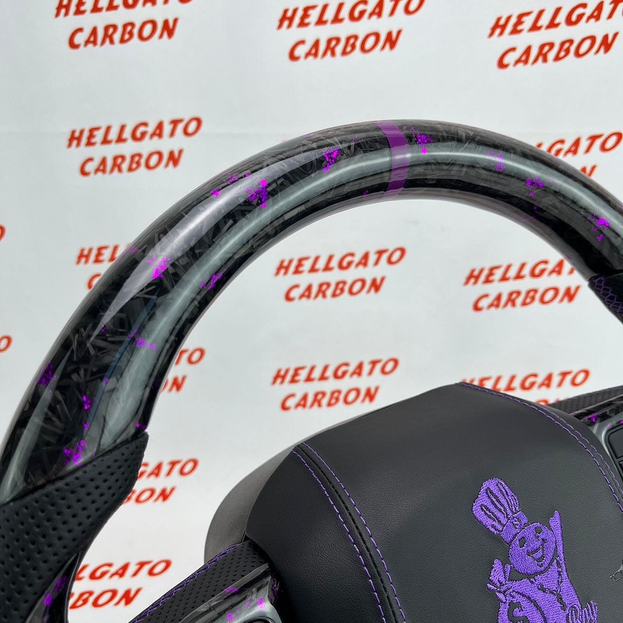 2019+ RAM 2500 6.7L Cummins Custom Purple Forged Carbon Fiber Steering Wheel | OEM Flat Bottom | Heated - Image 5