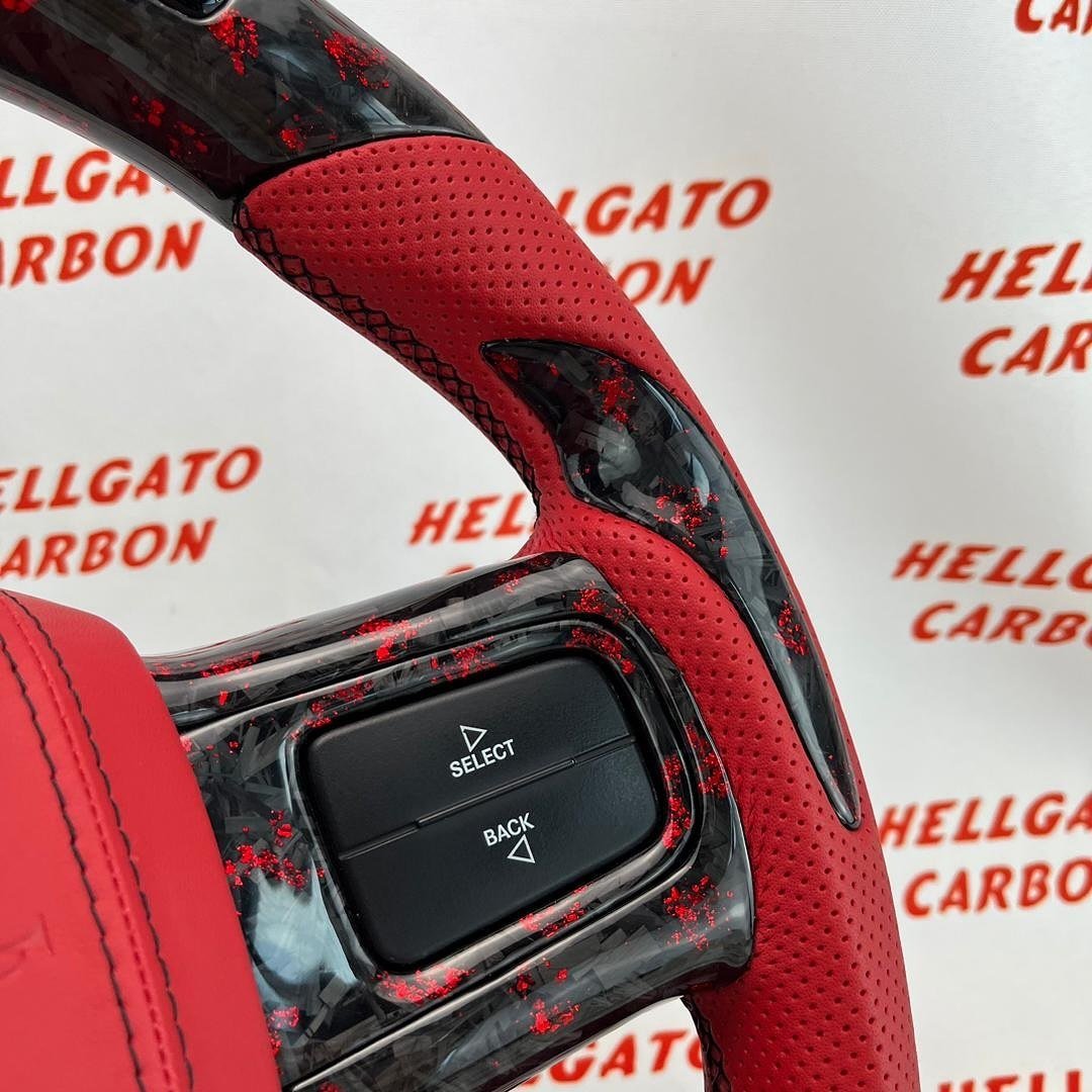 2010 RAM 1500 Custom Red Forged Carbon Fiber Steering Wheel | OEM Flat Bottom | LED Shift Lights | Performance Edition - Image 7