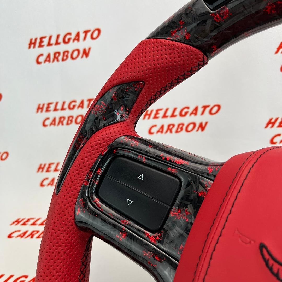 2010 RAM 1500 Custom Red Forged Carbon Fiber Steering Wheel | OEM Flat Bottom | LED Shift Lights | Performance Edition - Image 8