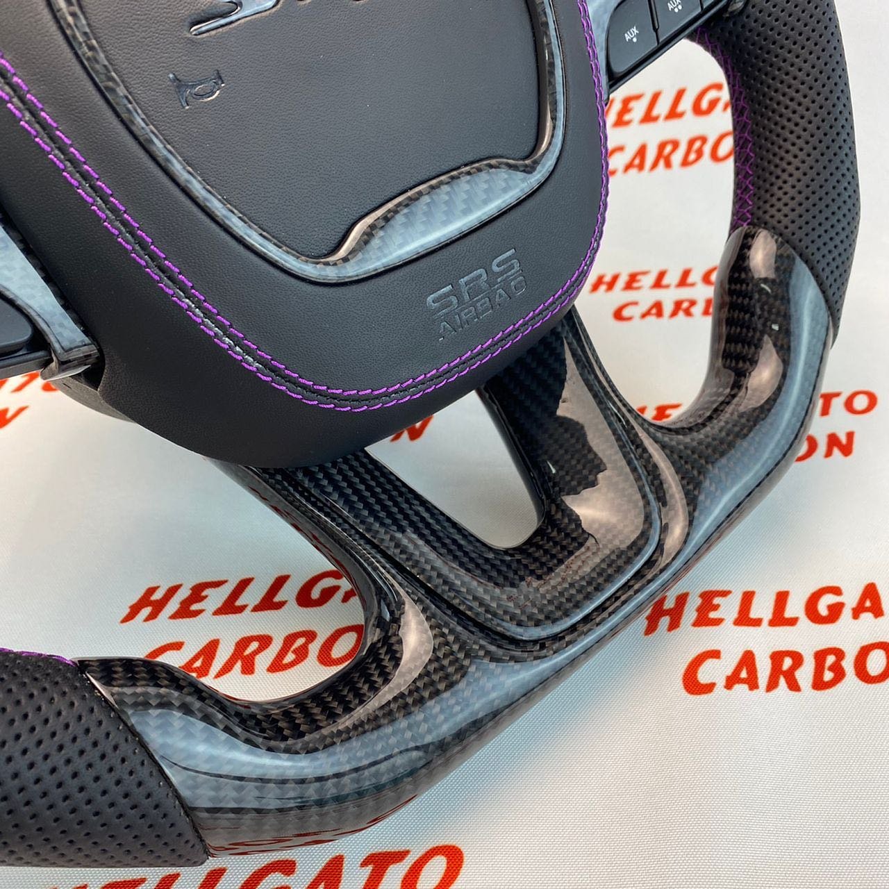 2015–2023 Jeep Grand Cherokee SRT Custom Gloss Black Carbon Fiber Steering Wheel | OEM Flat Bottom | Purple Paddle Shifters - Image 8
