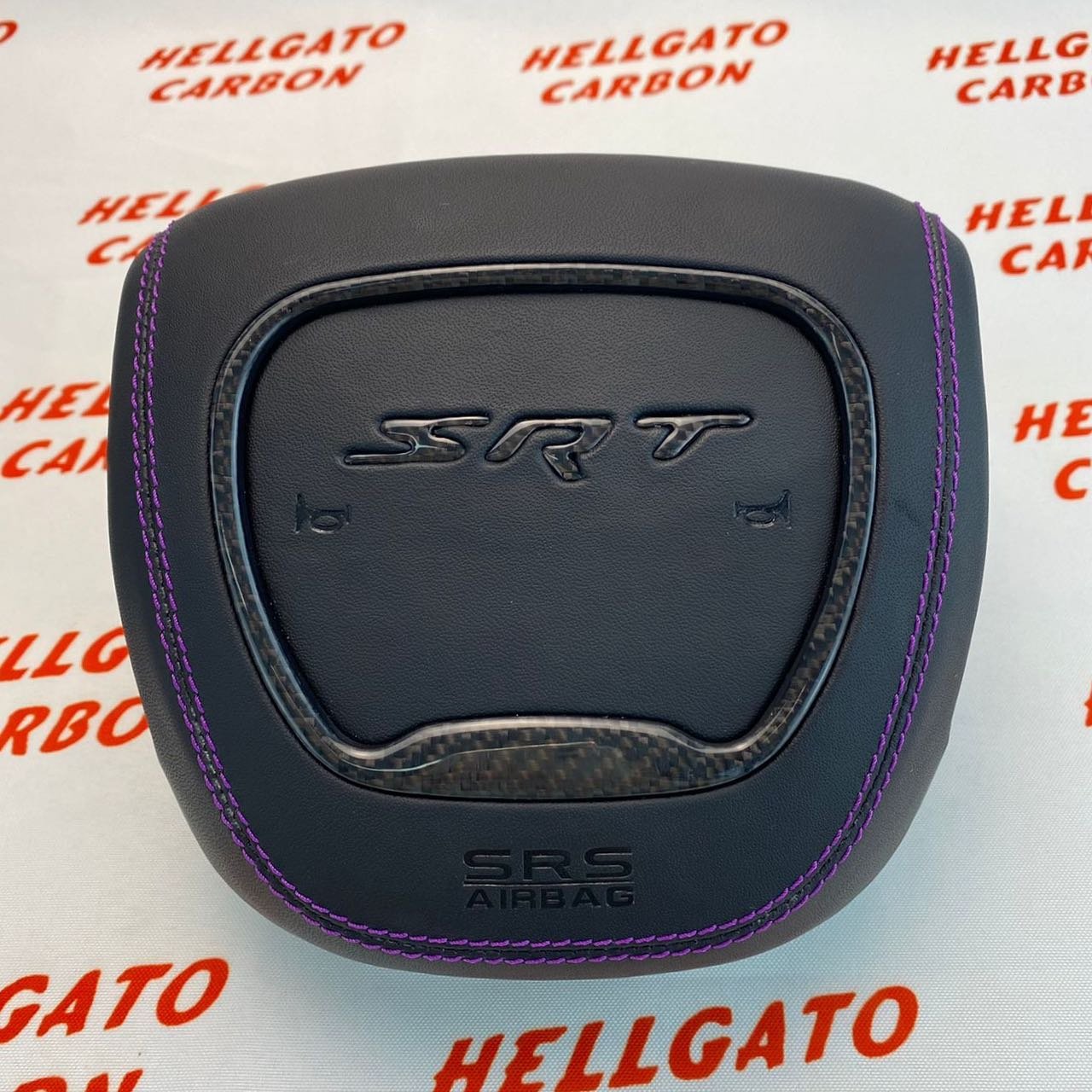 2015–2023 Jeep Grand Cherokee SRT Custom Gloss Black Carbon Fiber Steering Wheel | OEM Flat Bottom | Purple Paddle Shifters - Image 3