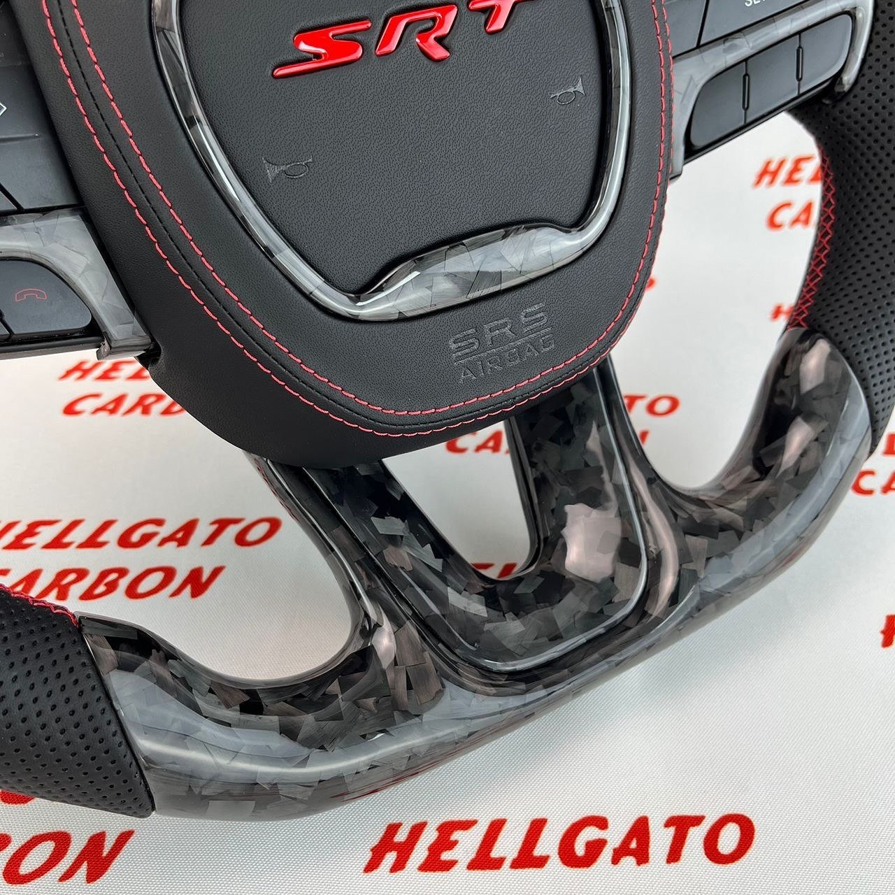 2014–2023 Jeep Grand Cherokee SRT Custom Black Forged Carbon Fiber Steering Wheel | OEM Flat Bottom | Heated | Extended Paddle Shifters - Image 6
