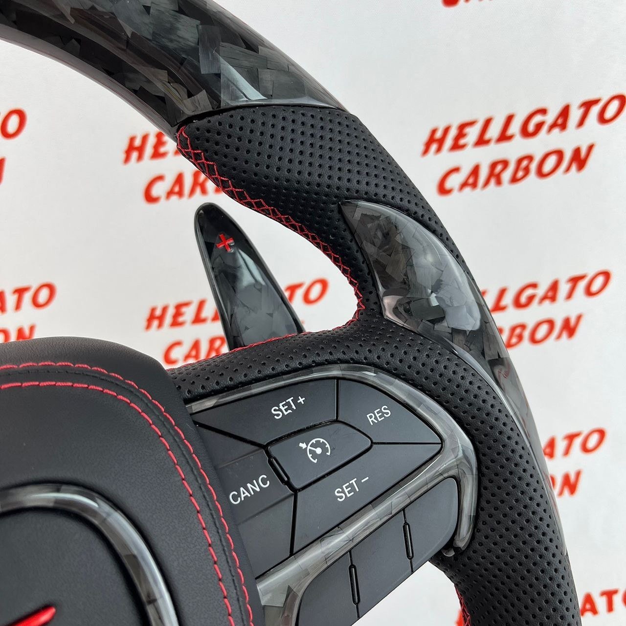 2014–2023 Jeep Grand Cherokee SRT Custom Black Forged Carbon Fiber Steering Wheel | OEM Flat Bottom | Heated | Extended Paddle Shifters - Image 7