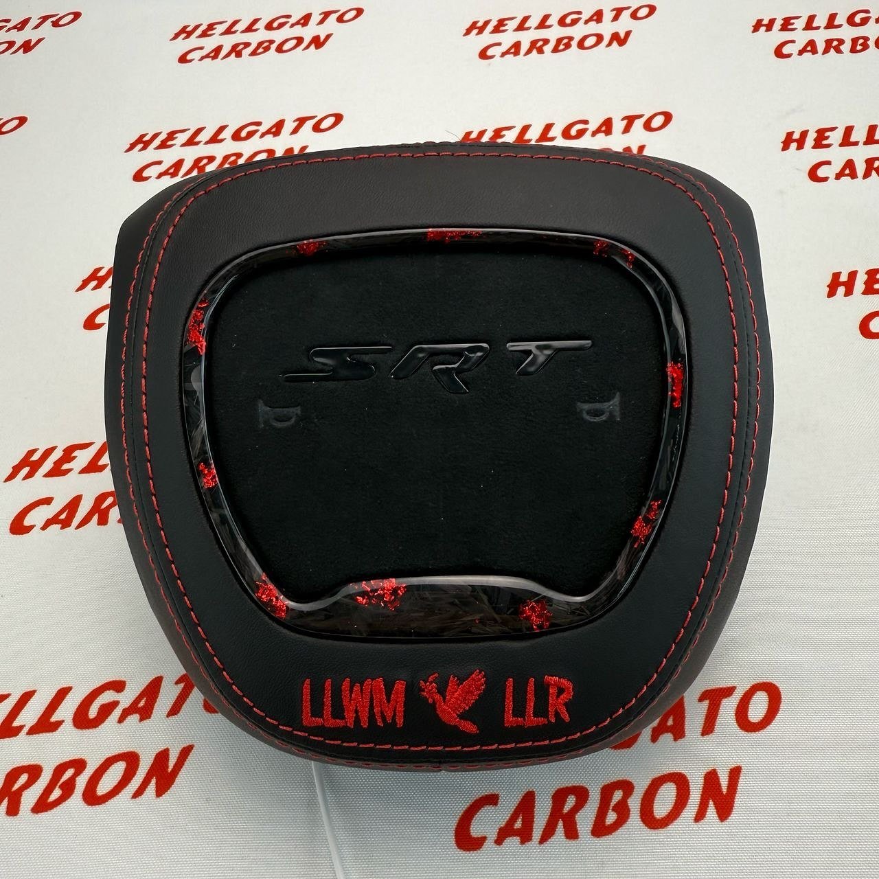 2014–2025 Jeep Grand Cherokee SRT Custom Red Forged Carbon Fiber Steering Wheel | OEM Flat Bottom | Heated | LED Shift Lights | RGB SRT Logo - Image 13