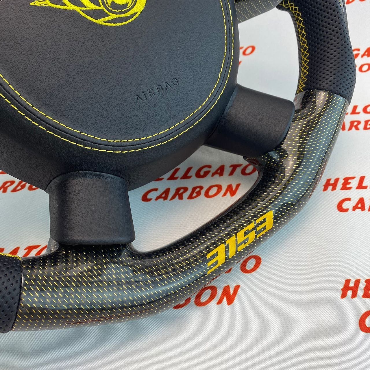 2005 RAM 1500 Custom Gold Reflective Carbon Fiber Steering Wheel | Flat Bottom OEM | Rumble Bee Edition - Image 5