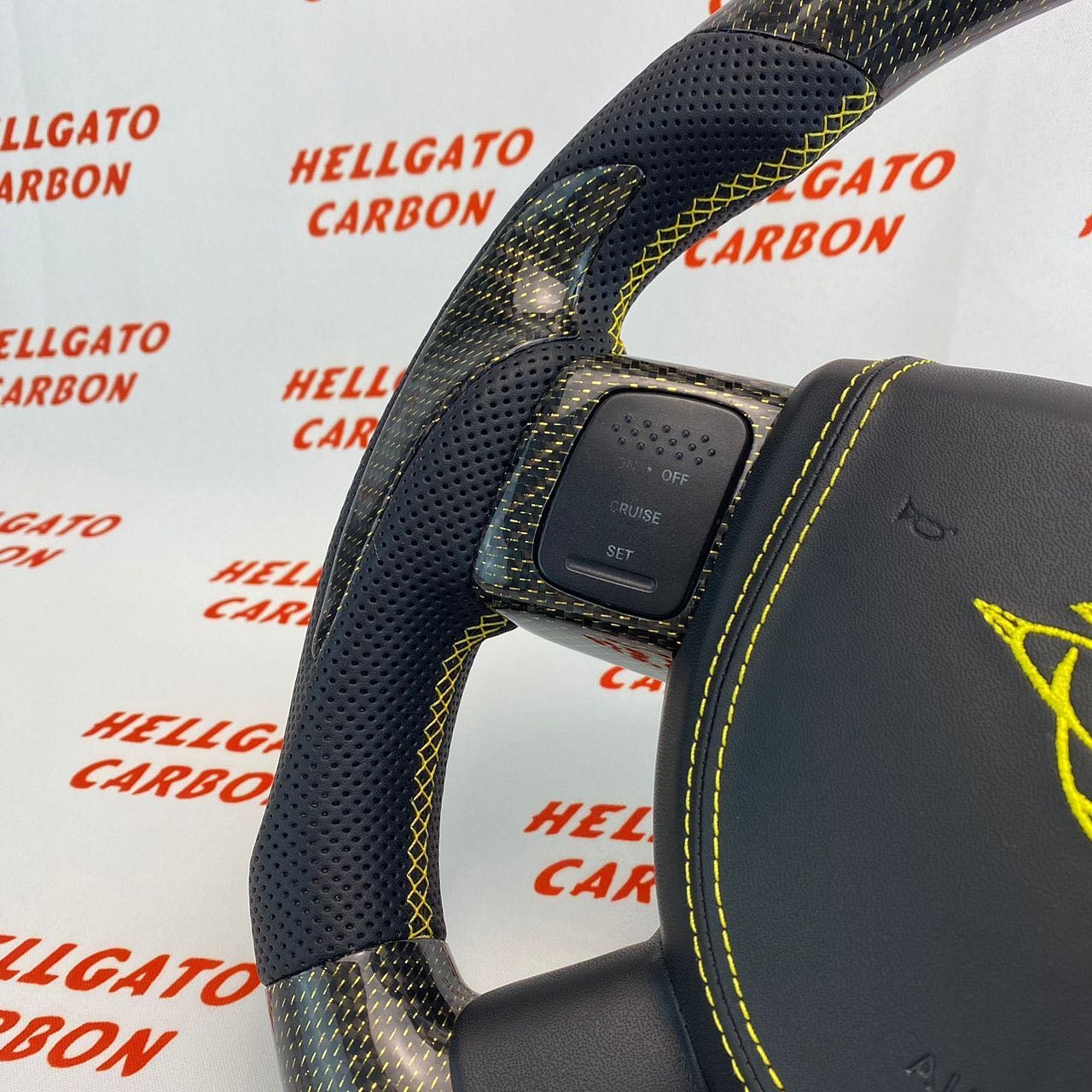 2005 RAM 1500 Custom Gold Reflective Carbon Fiber Steering Wheel | Flat Bottom OEM | Rumble Bee Edition - Image 6