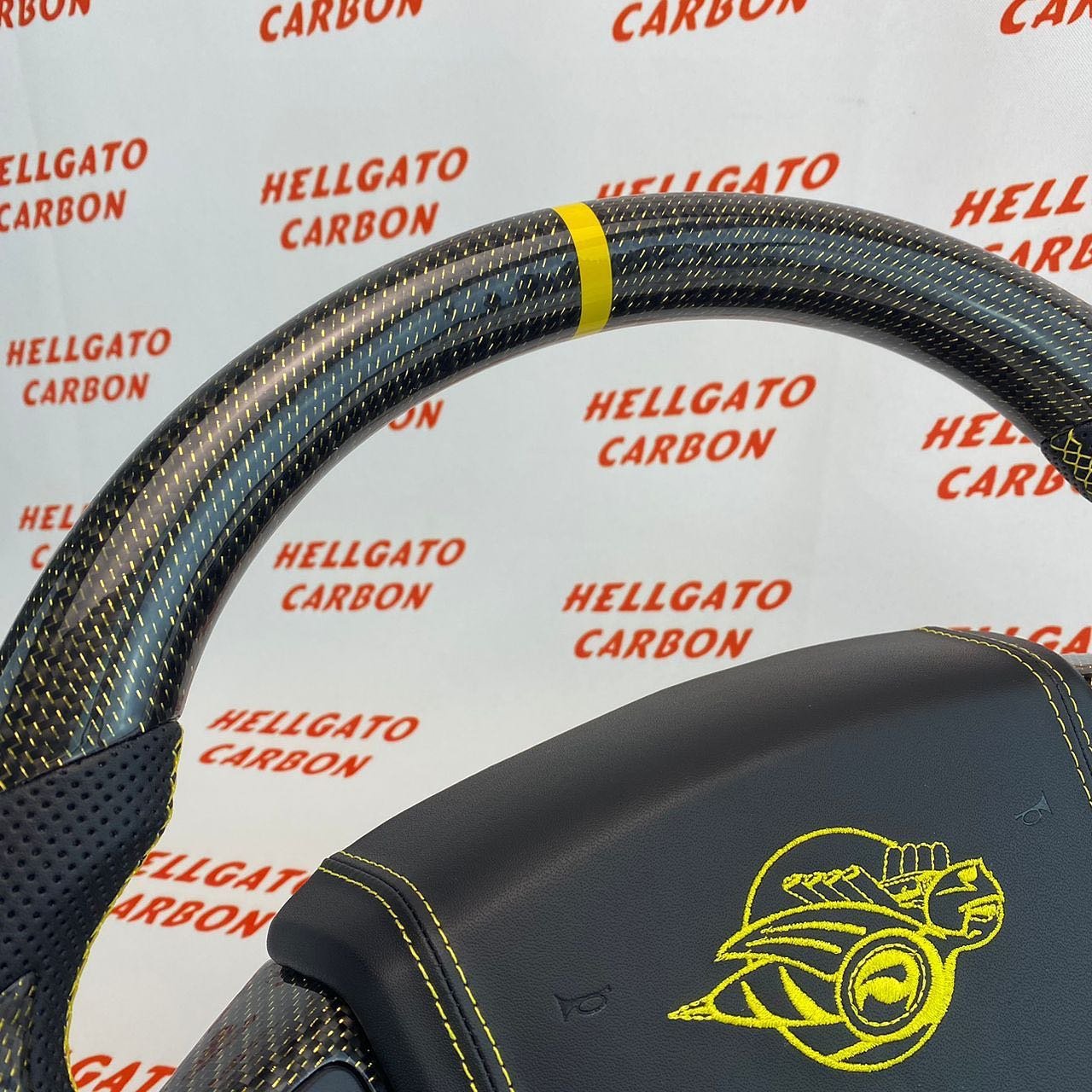 2005 RAM 1500 Custom Gold Reflective Carbon Fiber Steering Wheel | Flat Bottom OEM | Rumble Bee Edition - Image 8