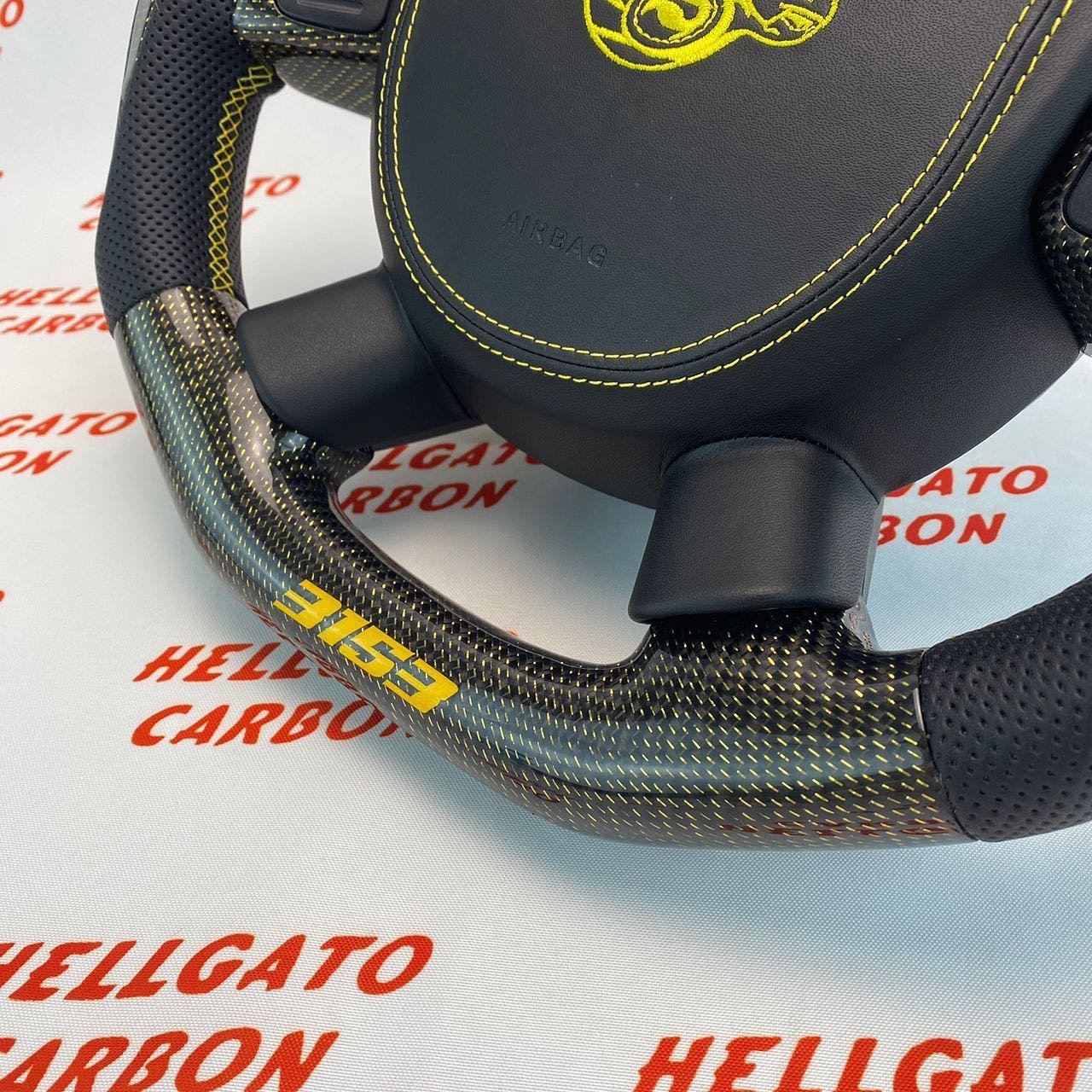 2005 RAM 1500 Custom Gold Reflective Carbon Fiber Steering Wheel | Flat Bottom OEM | Rumble Bee Edition - Image 9