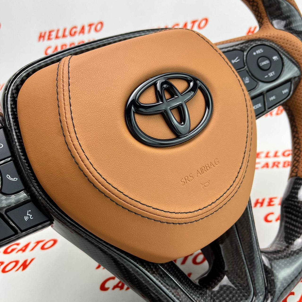 2020 Toyota Corolla Custom Gloss Black Carbon Fiber Steering Wheel | OEM Flat Bottom | LED Shift Lights - Image 5