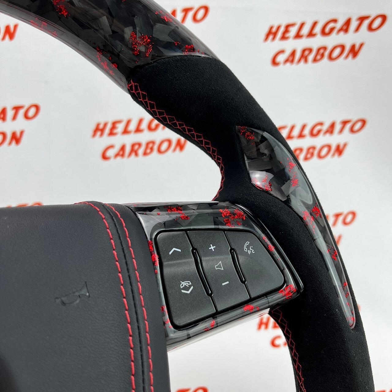 2015 Cadillac CTS-V Custom Red Forged Carbon Fiber Steering Wheel | OEM Flat Bottom | Italian Alcantara - Image 8
