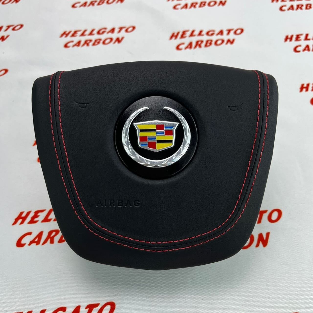 2015 Cadillac CTS-V Custom Red Forged Carbon Fiber Steering Wheel | OEM Flat Bottom | Italian Alcantara - Image 9