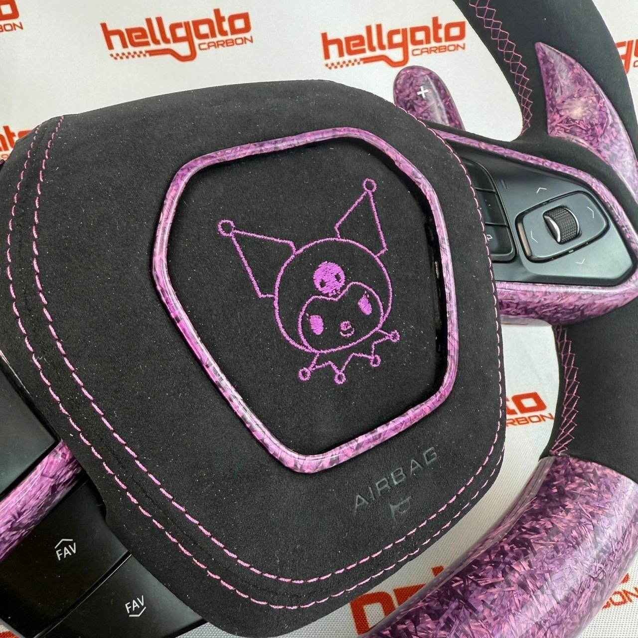 Chevrolet Corvette C8 Custom Purple Forged Carbon Fiber OEM Steering Wheel | Fighter Jet Style | Heated | Italian Alcantara - Image 4