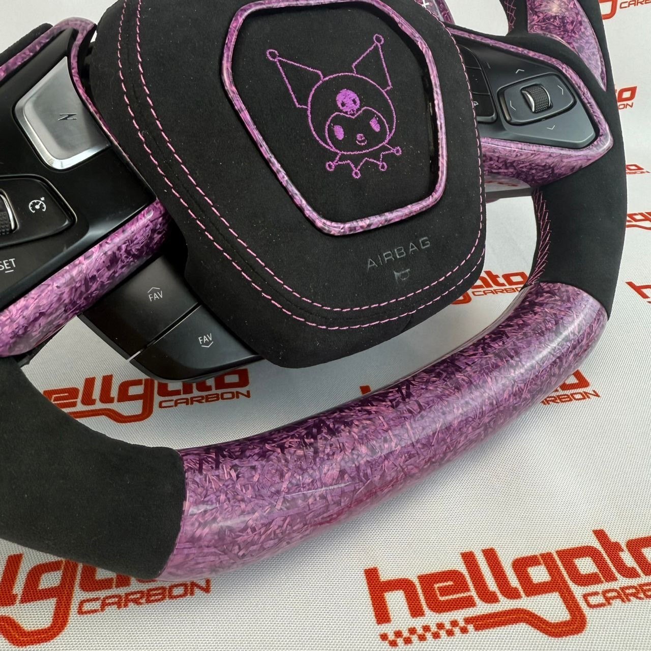 Chevrolet Corvette C8 Custom Purple Forged Carbon Fiber OEM Steering Wheel | Fighter Jet Style | Heated | Italian Alcantara - Image 5