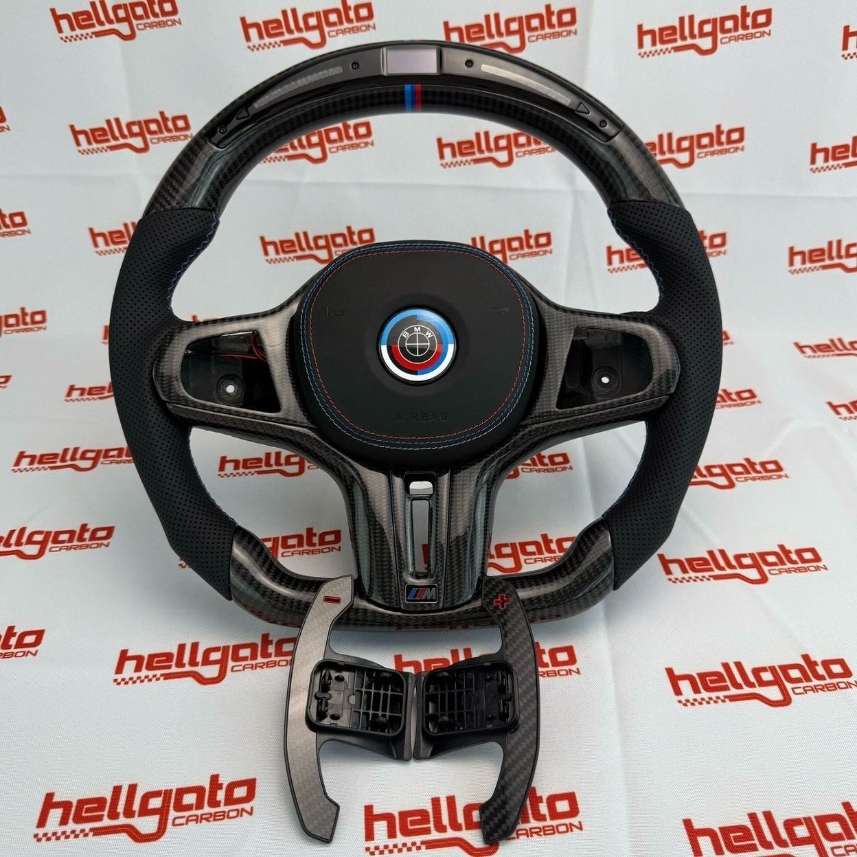 BMW M5 gloss black carbon fiber steering wheel