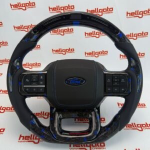 Elite OEM-Style Blue Forged Carbon Fiber Steering Wheel with LED Shift Lights for 2021+ Ford F-150