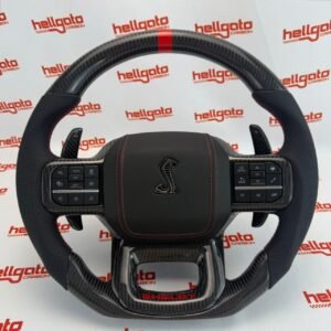 Elite OEM-Style Gloss Black Carbon Fiber Shelby Steering Wheel for 2021+ Ford F-150 & Shelby Raptor