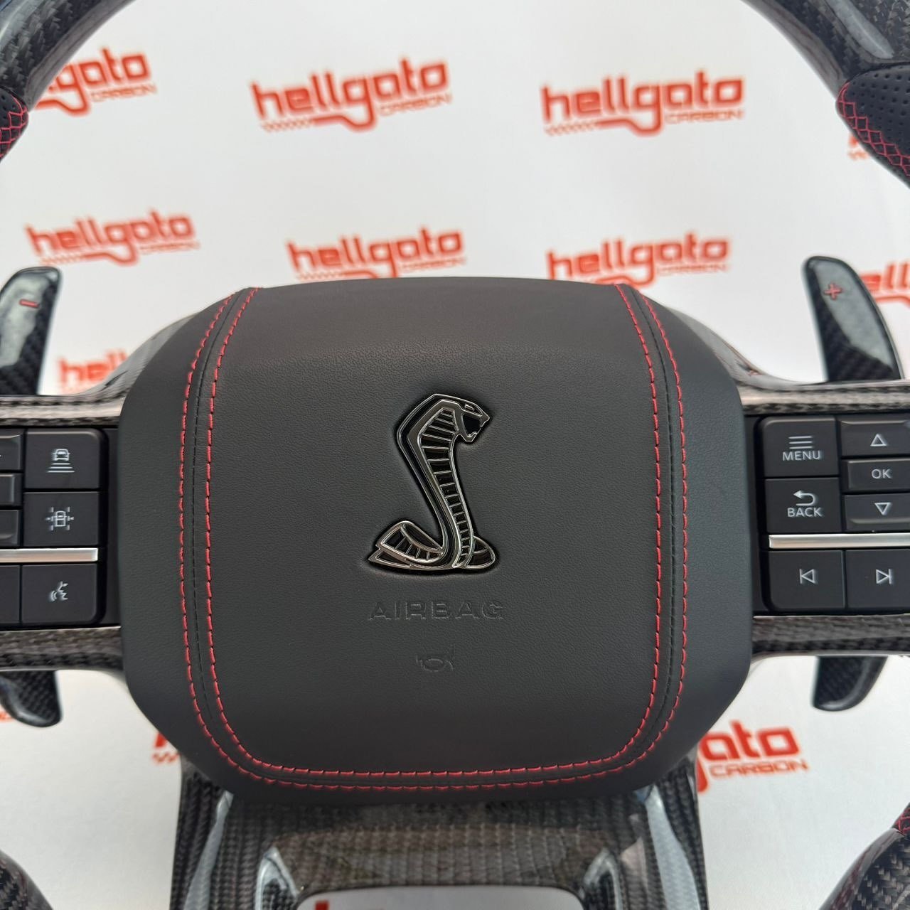 Elite OEM-Style Gloss Black Carbon Fiber Shelby Steering Wheel for 2021+ Ford F-150 & Shelby Raptor - Image 16
