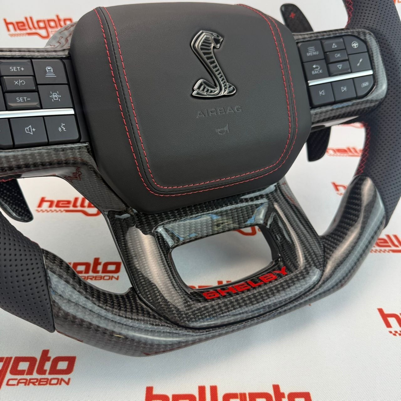 Elite OEM-Style Gloss Black Carbon Fiber Shelby Steering Wheel for 2021+ Ford F-150 & Shelby Raptor - Image 11