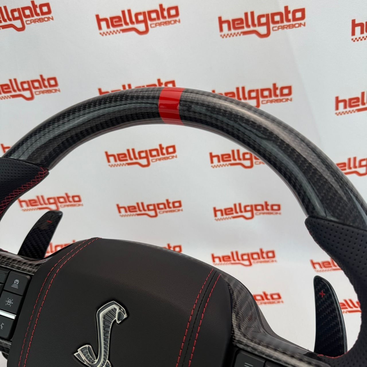 Elite OEM-Style Gloss Black Carbon Fiber Shelby Steering Wheel for 2021+ Ford F-150 & Shelby Raptor - Image 8