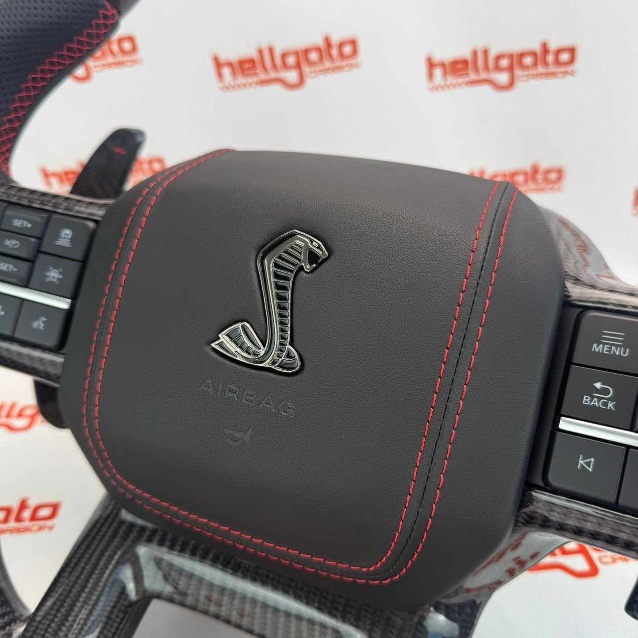 Elite OEM-Style Gloss Black Carbon Fiber Shelby Steering Wheel for 2021+ Ford F-150 & Shelby Raptor - Image 7