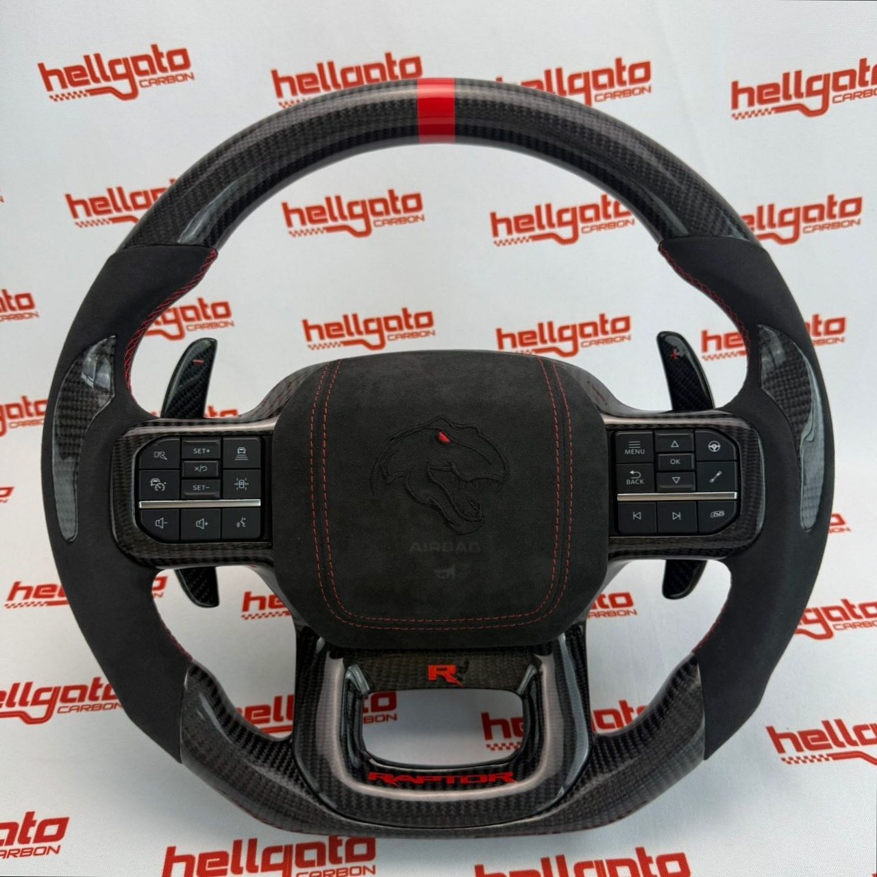 Ultimate OEM-Style Heated Gloss Black Carbon Fiber Steering Wheel for 2021–2025 Ford F-150 Raptor