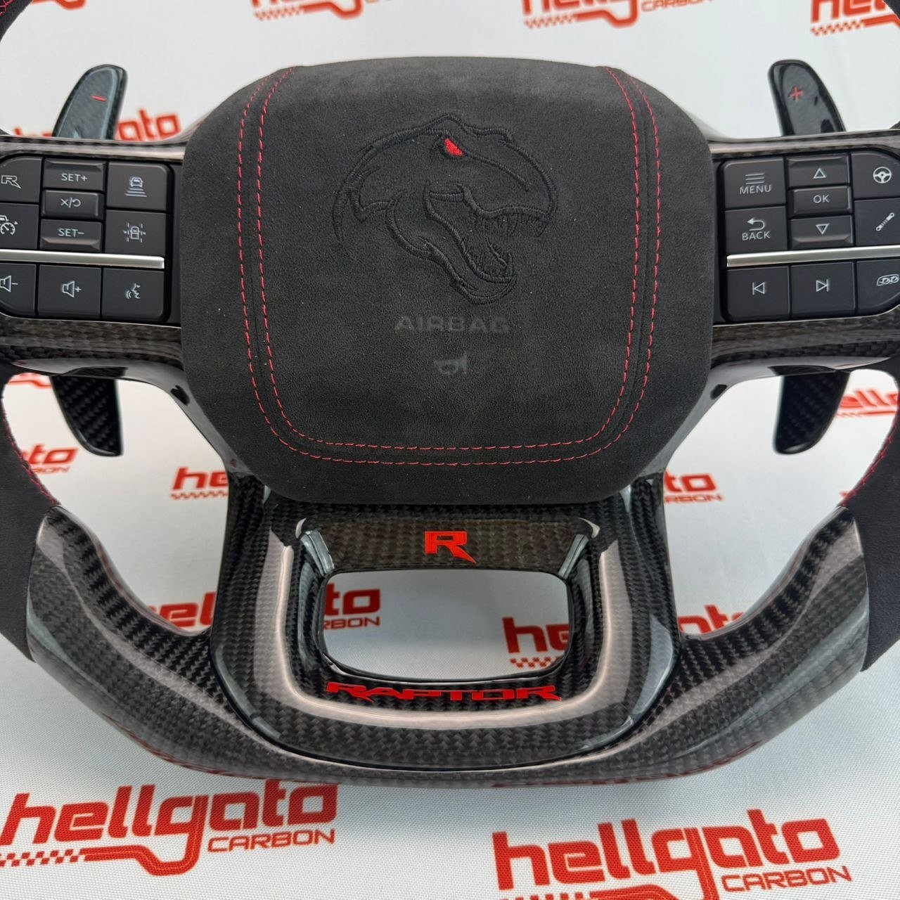 Ultimate OEM-Style Heated Gloss Black Carbon Fiber Steering Wheel for 2021–2025 Ford F-150 Raptor - Image 4