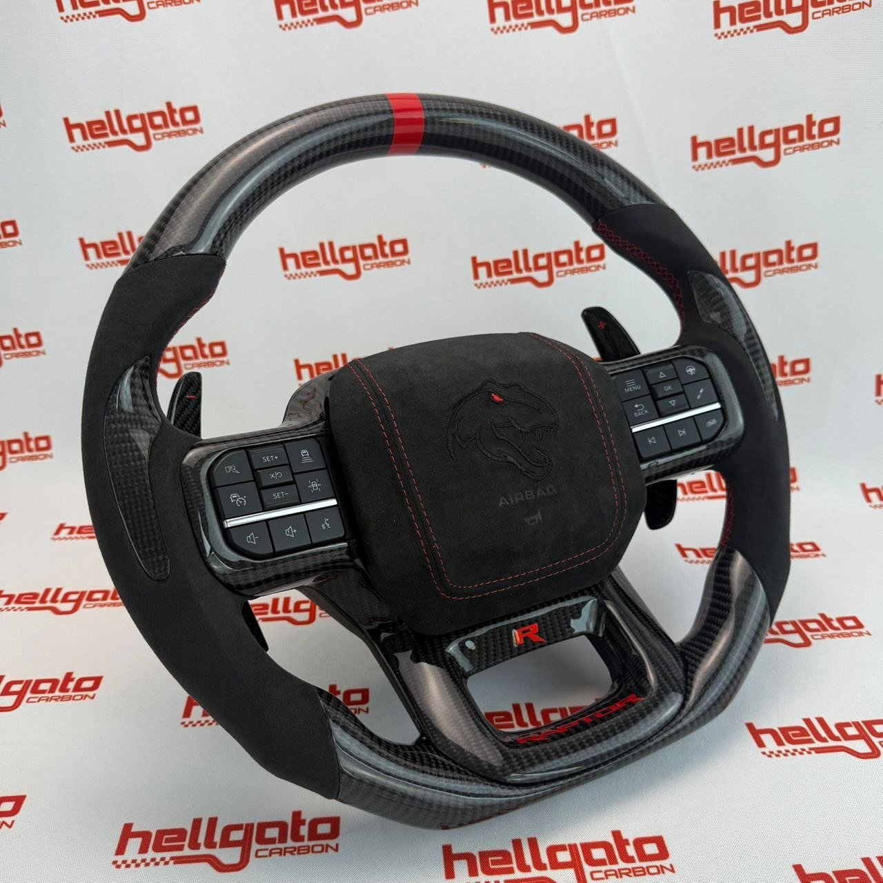 Ultimate OEM-Style Heated Gloss Black Carbon Fiber Steering Wheel for 2021–2025 Ford F-150 Raptor - Image 7
