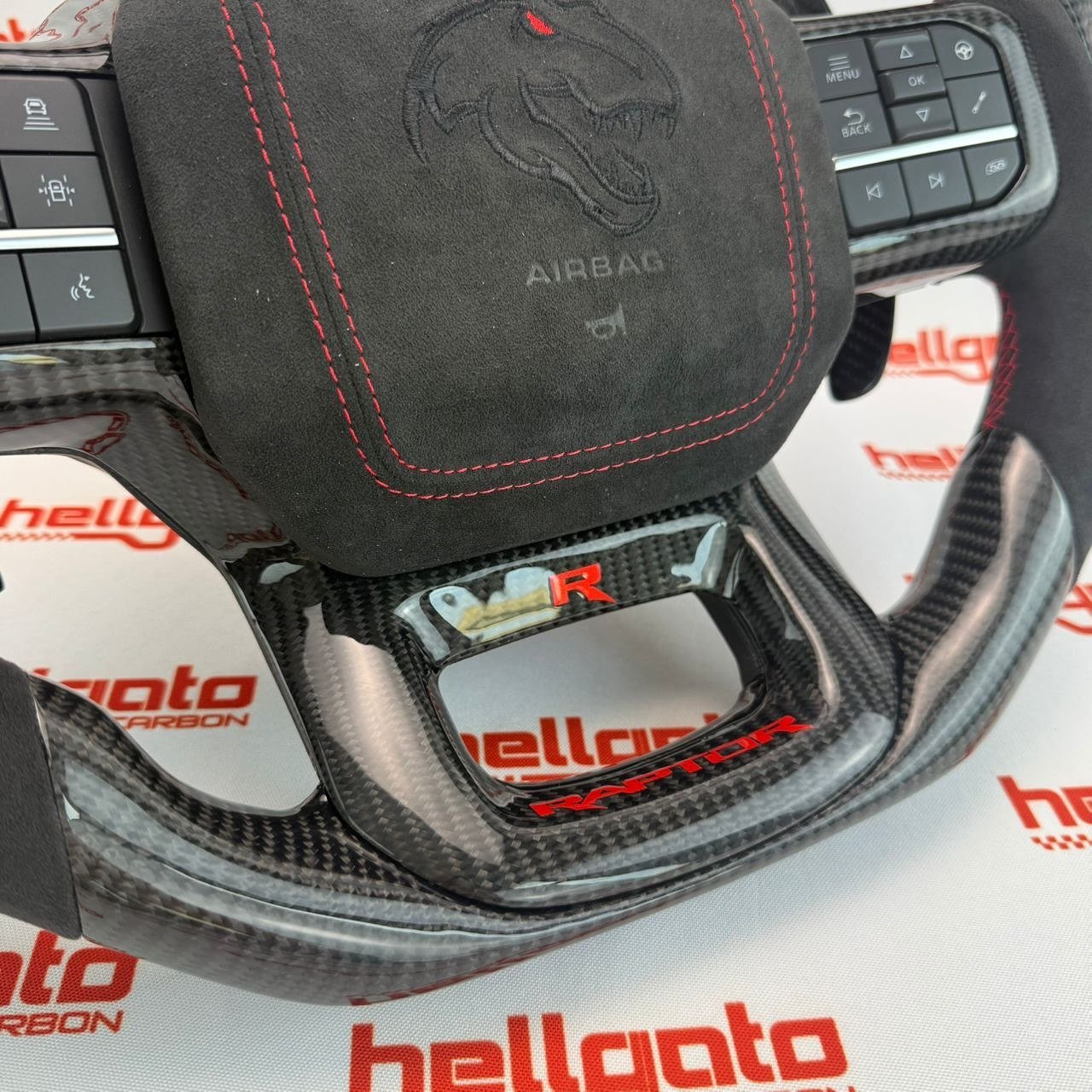 Ultimate OEM-Style Heated Gloss Black Carbon Fiber Steering Wheel for 2021–2025 Ford F-150 Raptor - Image 8