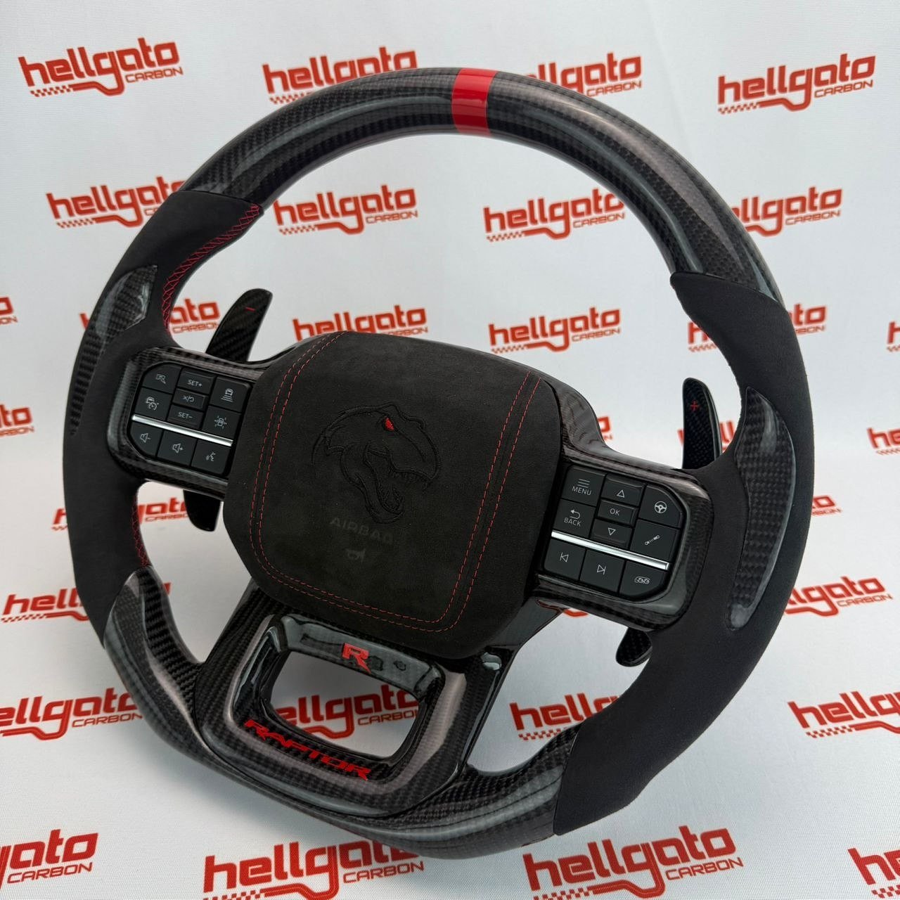 Ultimate OEM-Style Heated Gloss Black Carbon Fiber Steering Wheel for 2021–2025 Ford F-150 Raptor - Image 10