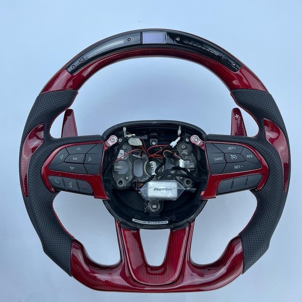 Premium Red Carbon Fiber LED Steering Wheel for 2015–2023 Dodge Challenger SRT/392 - Image 2
