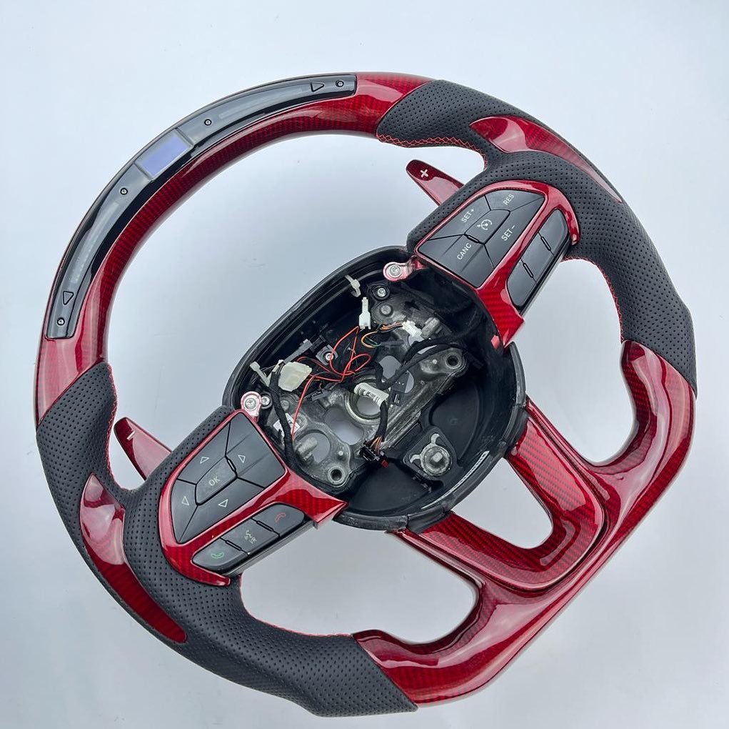 Premium Red Carbon Fiber LED Steering Wheel for 2015–2023 Dodge Challenger SRT/392 - Image 3