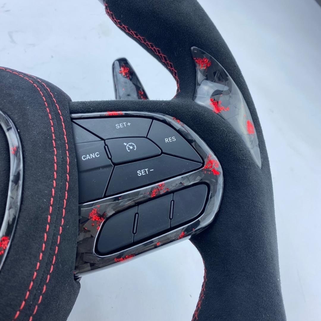 One-of-One Red Forged Carbon Fiber LED Steering Wheel with Daytona Airbag Cover - Image 5