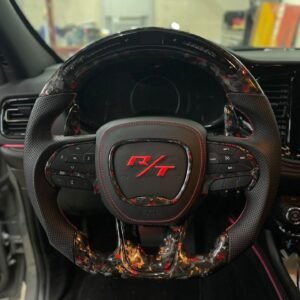 Full Custom OEM Red Forged Carbon Steering Wheel for Dodge Durango – Heated with LED Shift Lights