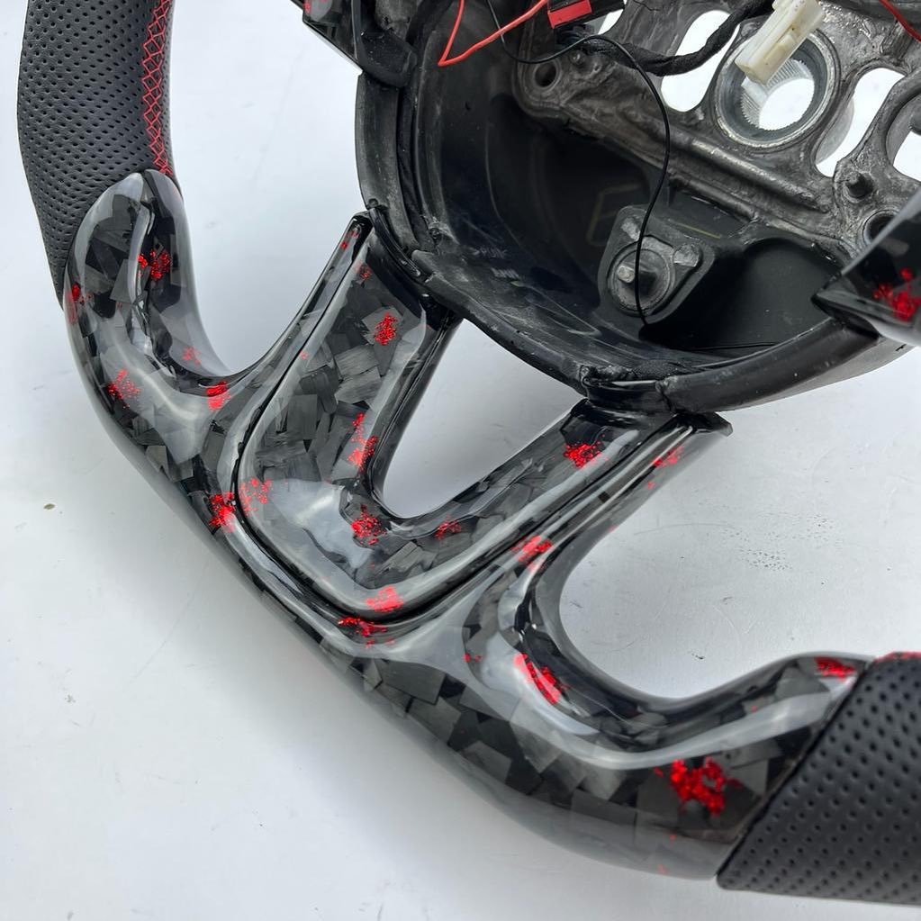 Full Custom OEM Red Forged Carbon Steering Wheel for Dodge Durango – Heated with LED Shift Lights - Image 5