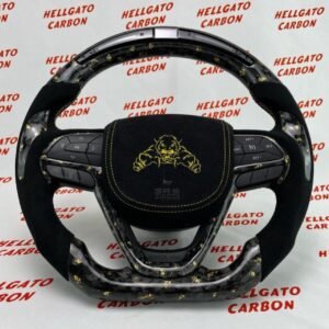 2018 Jeep Grand Cherokee Custom Gold Forged Carbon Fiber Steering Wheel | OEM Flat Bottom | LED Shift Lights | Italian Alcantara | One-of-a-Kind