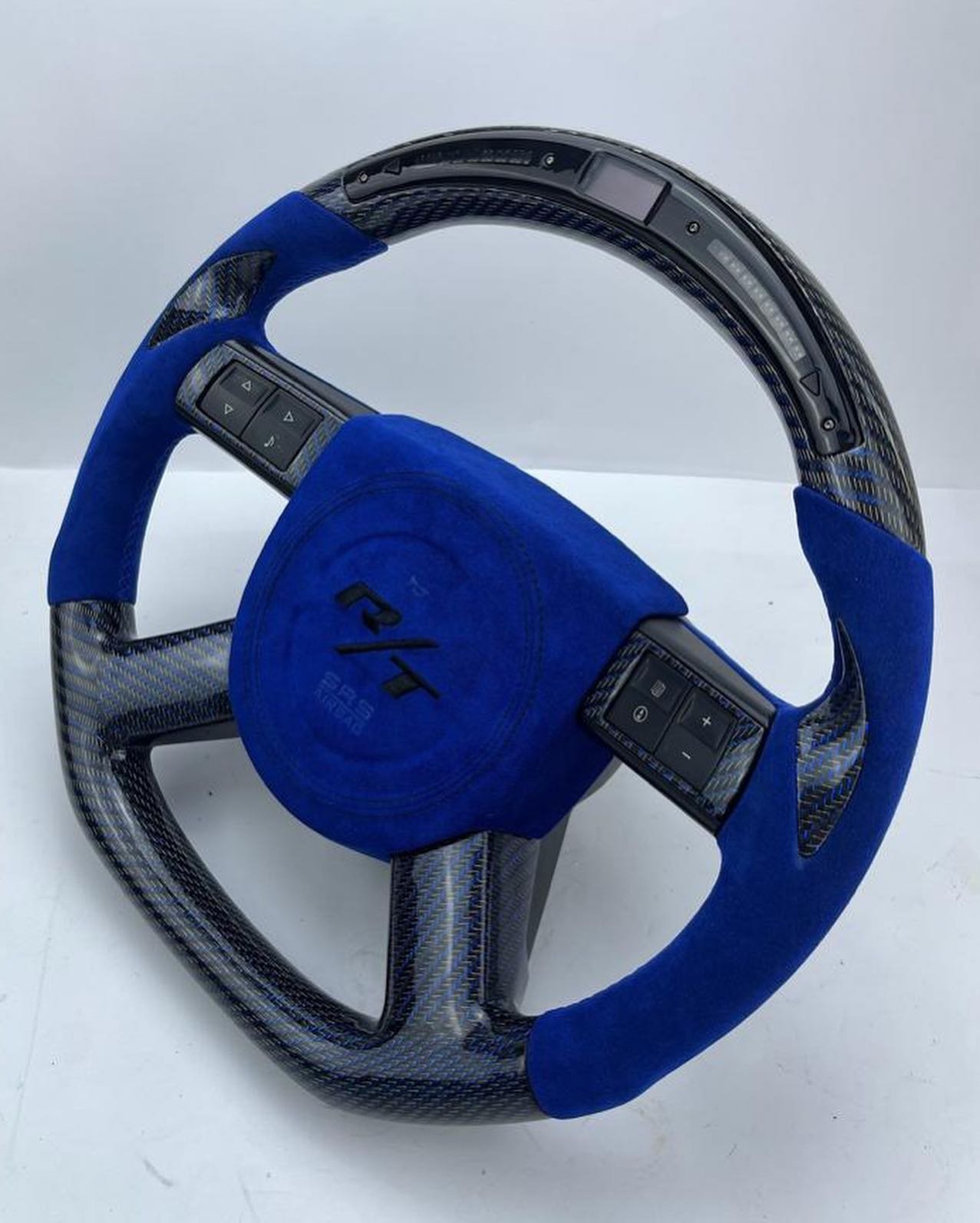 2008–2010 Dodge Challenger Full Custom OEM Blue Reflective Carbon Steering Wheel – R/T Edition - Image 2