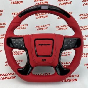 Custom 2016 GMC Sierra Denali Steering Wheel – Flat Bottom | LED Shift Lights | Heated | Red Leather | OEM Core