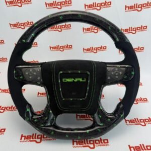 Custom 2015 GMC Yukon Denali OEM Steering Wheel – Green Forged Carbon | Flat Bottom | Heated | Alcantara