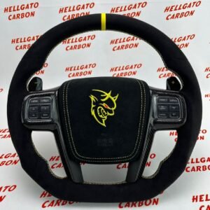 Custom 2011–2014 Chrysler 300 OEM Steering Wheel – Flat Bottom | Black Italian Alcantara | Carbon Fiber | SRT Paddle Shifters