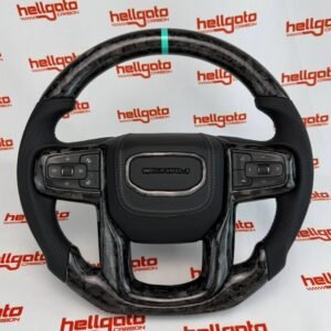 2022 GMC Sierra 2500 Custom Black Forged Carbon Fiber Steering Wheel | Genuine OEM Flat Bottom | Heated | Denali Edition