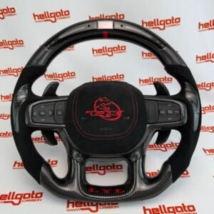 RAM TRX Custom Gloss Black Carbon Fiber Steering Wheel | Genuine OEM Flat Bottom | Heated | LED Shift Lights | Italian Alcantara