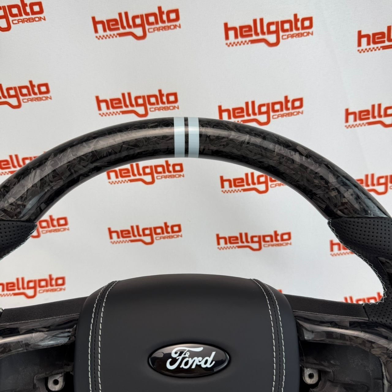 2015–2020 Ford F-150 Custom Black Forged Carbon Fiber Steering Wheel | OEM Flat Bottom | Ford Performance Edition - Image 3