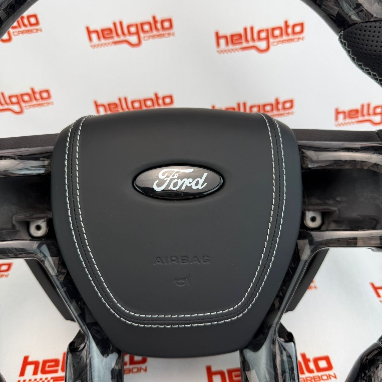 2015–2020 Ford F-150 Custom Black Forged Carbon Fiber Steering Wheel | OEM Flat Bottom | Ford Performance Edition - Image 4