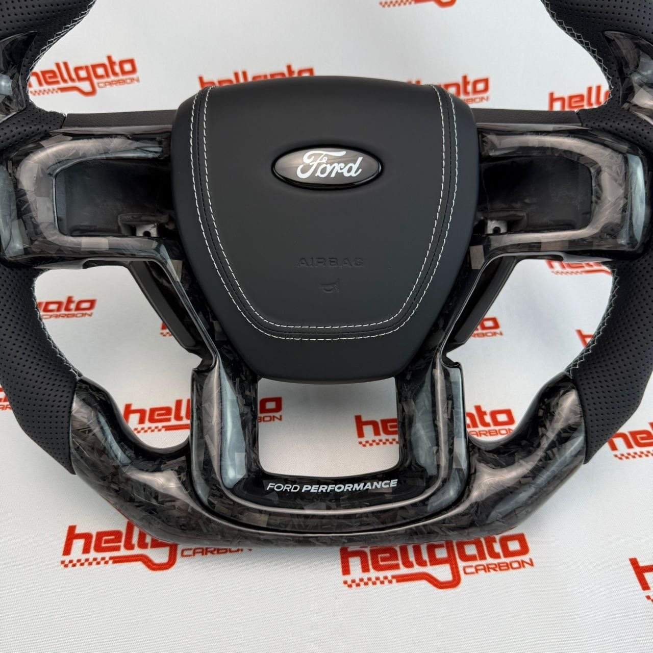 2015–2020 Ford F-150 Custom Black Forged Carbon Fiber Steering Wheel | OEM Flat Bottom | Ford Performance Edition - Image 5
