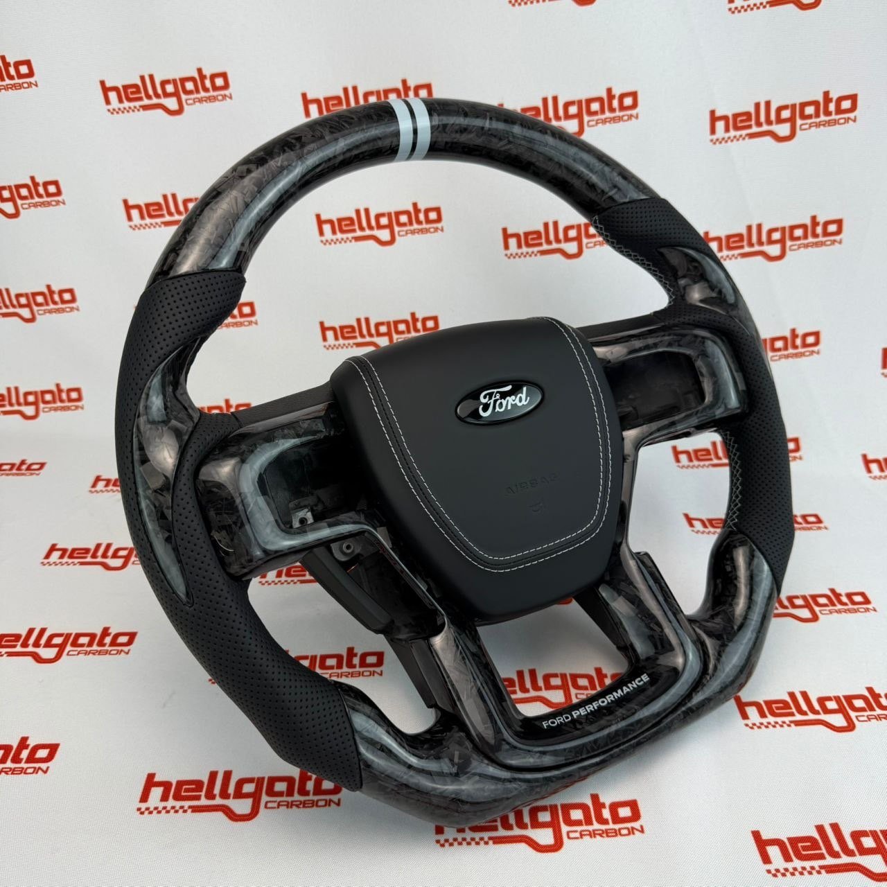2015–2020 Ford F-150 Custom Black Forged Carbon Fiber Steering Wheel | OEM Flat Bottom | Ford Performance Edition - Image 7