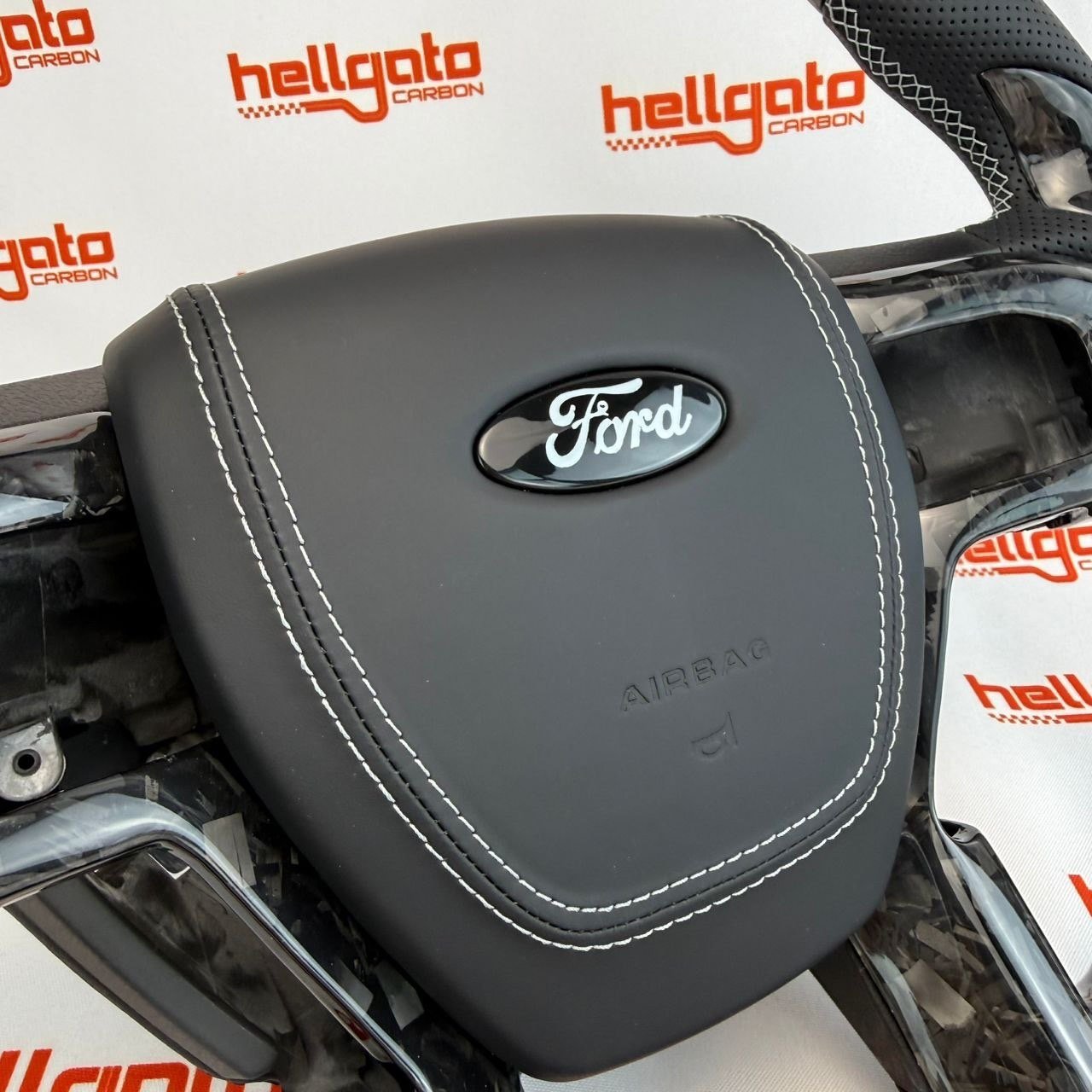 2015–2020 Ford F-150 Custom Black Forged Carbon Fiber Steering Wheel | OEM Flat Bottom | Ford Performance Edition - Image 8