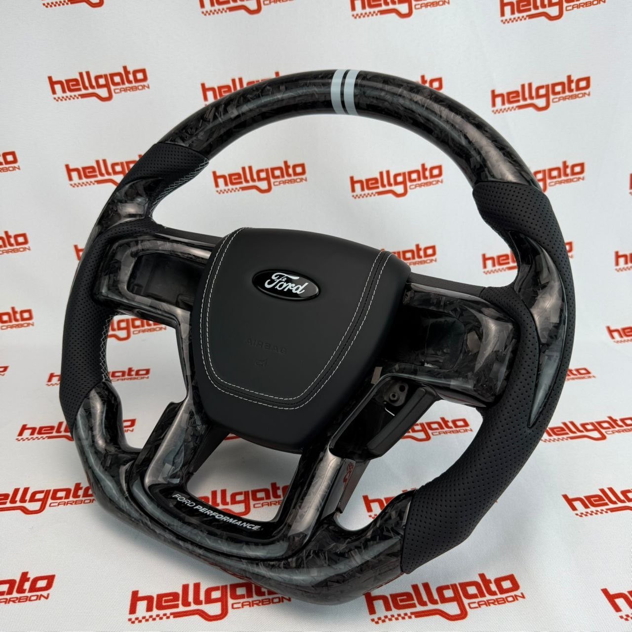 2015–2020 Ford F-150 Custom Black Forged Carbon Fiber Steering Wheel | OEM Flat Bottom | Ford Performance Edition - Image 10
