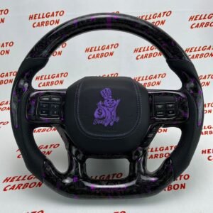 2019+ RAM 2500 6.7L Cummins Custom Purple Forged Carbon Fiber Steering Wheel | OEM Flat Bottom | Heated